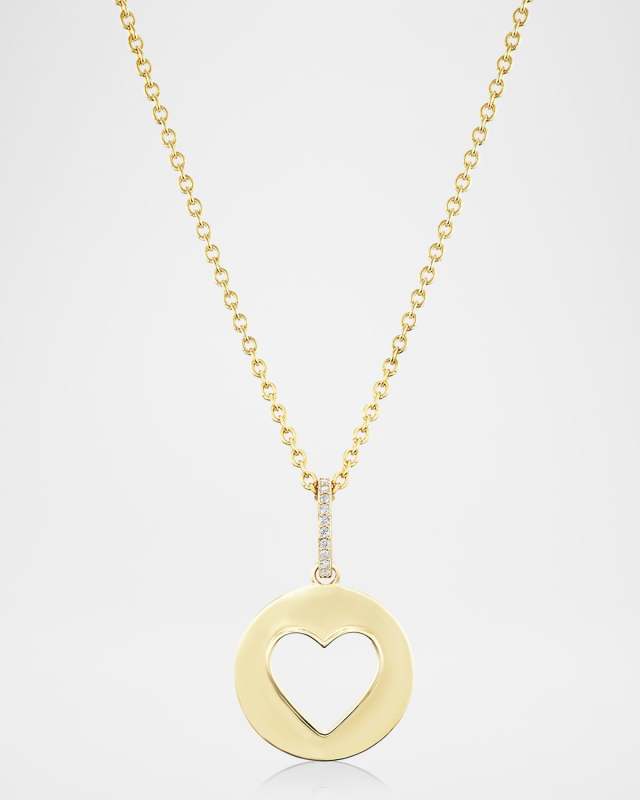 14K Yellow Gold Open Heart Pendant Necklace